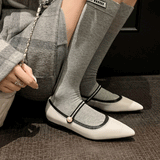 Ladies Pointed Toe Pearl Mary Jane Shoes