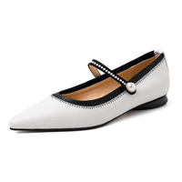 Ladies Pointed Toe Pearl Mary Jane Shoes