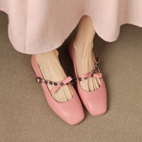 HOT COLOR CHUNKY HEEL MARY JANE SHOES