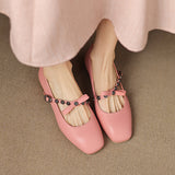 HOT COLOR CHUNKY HEEL MARY JANE SHOES