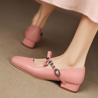 HOT COLOR CHUNKY HEEL MARY JANE SHOES