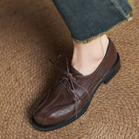 ROUND TOE CHUNKY HEEL LACE UP LOAFERS