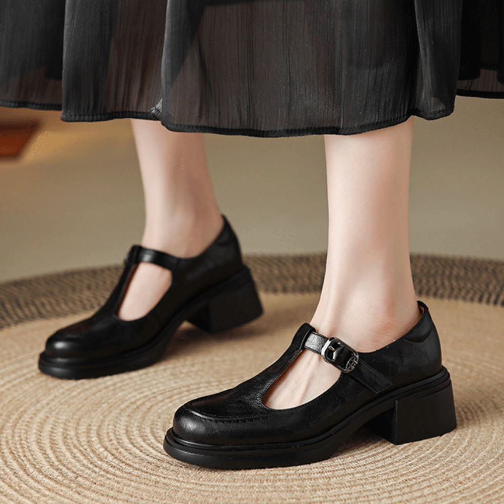 [JILLSTUART]★T-STRAP ROUND LOAFERS T STRAP BUCKLE LOAFERS LOW HEEL – i-moon