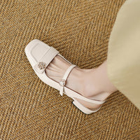 Chunky Heel Square Toe Slingback Court Sandals