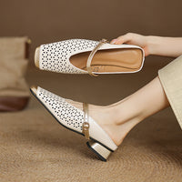 SQUARE TOE CHUNKY HEEL MULE SANDALS