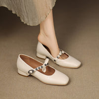 HOT COLOR CHUNKY HEEL MARY JANE SHOES