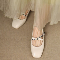HOT COLOR CHUNKY HEEL MARY JANE SHOES