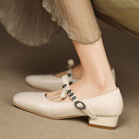 HOT COLOR CHUNKY HEEL MARY JANE SHOES