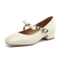 HOT COLOR CHUNKY HEEL MARY JANE SHOES