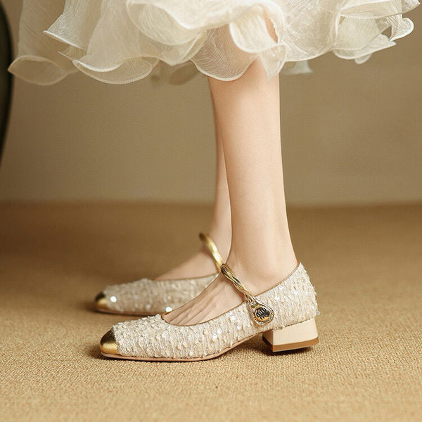 CHUNKY HEEL SQUARE TOE MARY JANE