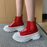 LADIES-FLAT-PLATFORM-ANKLE-BOOTS-PATENT-LEATHER