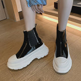 LADIES-FLAT-PLATFORM-ANKLE-BOOTS-PATENT-LEATHER