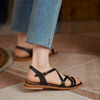 LADIES-FLAT-SANDALS-BLACK