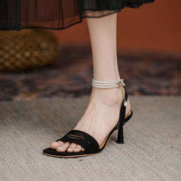 LADIES-HIGH-HEEL-PEARL-SANDALS-BLACK