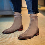 LADIES-RETRO-ANKLE-BOOTS-LOW-HEEL