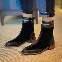 LADIES-RETRO-ANKLE-BOOTS-LOW-HEEL