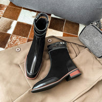 LADIES-RETRO-ANKLE-BOOTS-LOW-HEEL