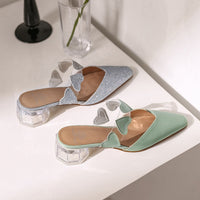 Square Toe Mid Heel Mules Sandals