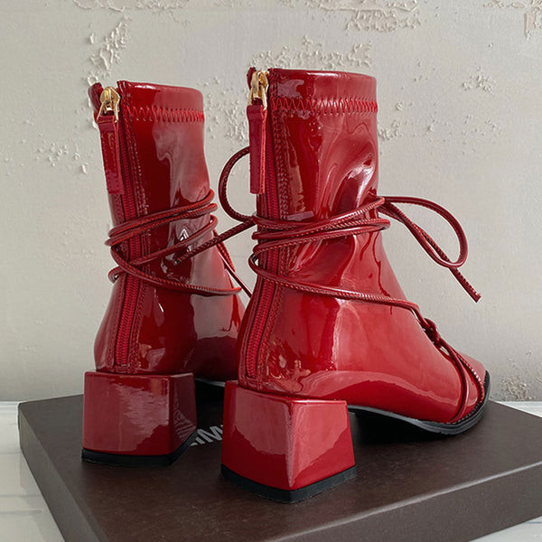 Short best sale red booties